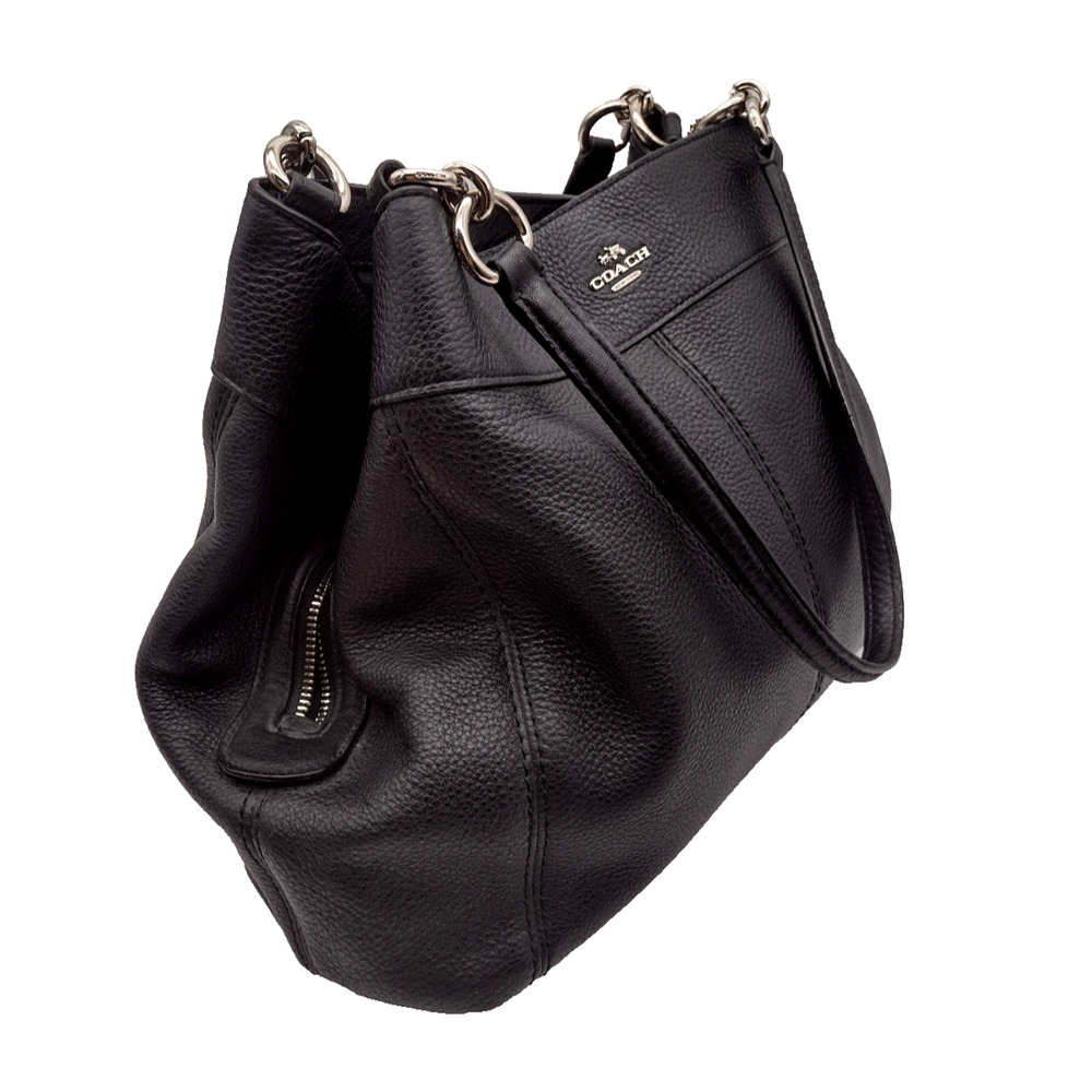 Vintage Coach Black Leather Purse Shoulder Bag E1757-F57545